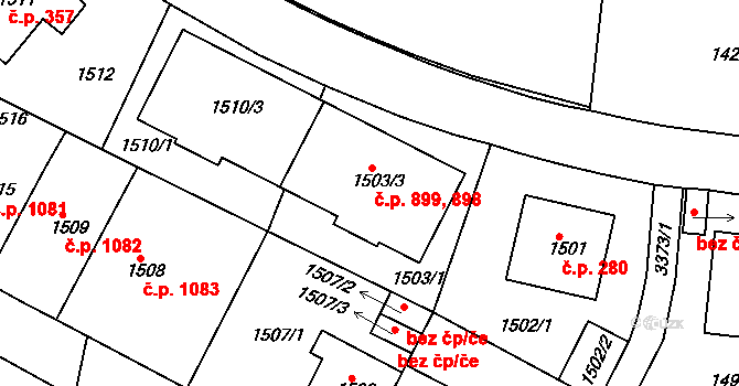 Michle 898,899, Praha na parcele st. 1503/3 v KÚ Michle, Katastrální mapa