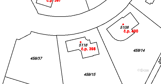 Dolní Předměstí 398, Trutnov na parcele st. 5116 v KÚ Trutnov, Katastrální mapa