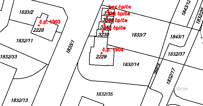 Dvůr Králové nad Labem 1904 na parcele st. 2229 v KÚ Dvůr Králové nad Labem, Katastrální mapa