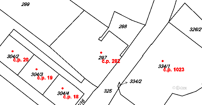 Rumburk 1 282, Rumburk na parcele st. 297 v KÚ Rumburk, Katastrální mapa