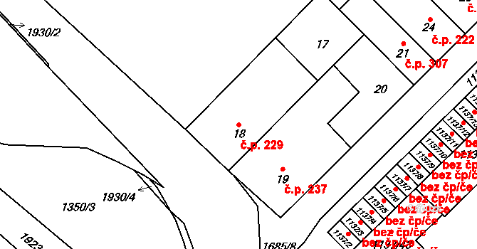 Zbýšov 229 na parcele st. 18 v KÚ Zbýšov u Oslavan, Katastrální mapa