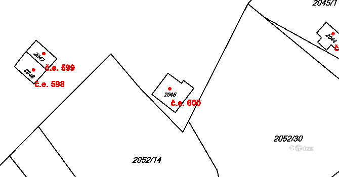 Ochoz u Brna 600 na parcele st. 2046 v KÚ Ochoz u Brna, Katastrální mapa