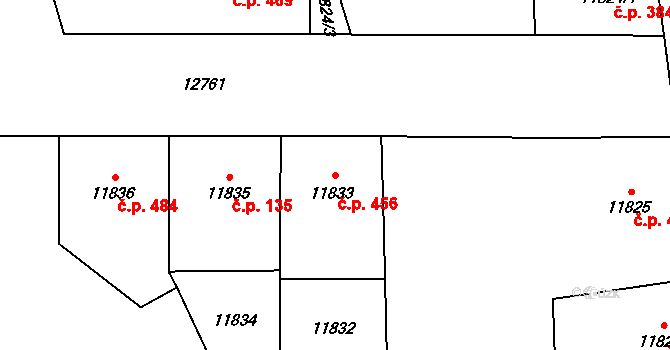 Severní Předměstí 456, Plzeň na parcele st. 11833 v KÚ Plzeň, Katastrální mapa