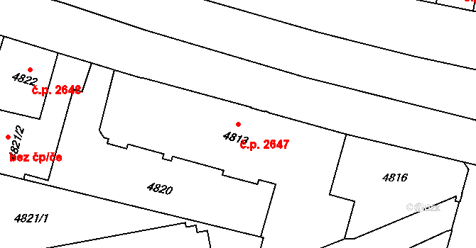 Prostějov 2647 na parcele st. 4813 v KÚ Prostějov, Katastrální mapa