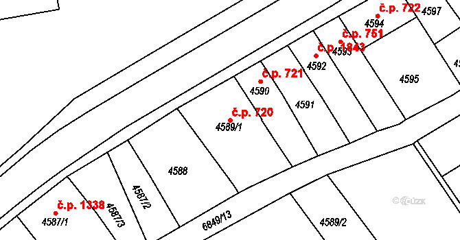 Přerov I-Město 720, Přerov na parcele st. 4589/1 v KÚ Přerov, Katastrální mapa