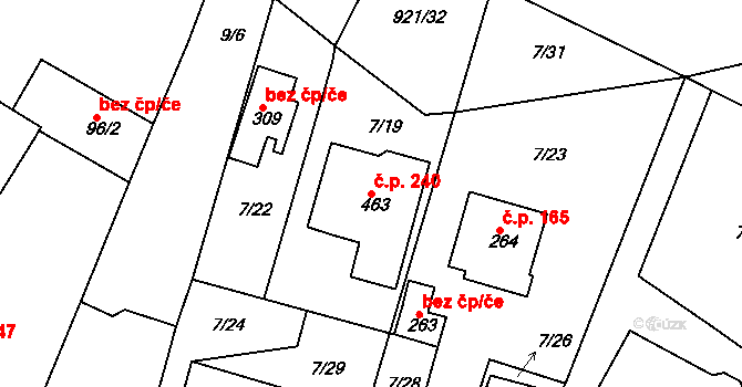 Lobkovice 240, Neratovice na parcele st. 463 v KÚ Lobkovice, Katastrální mapa