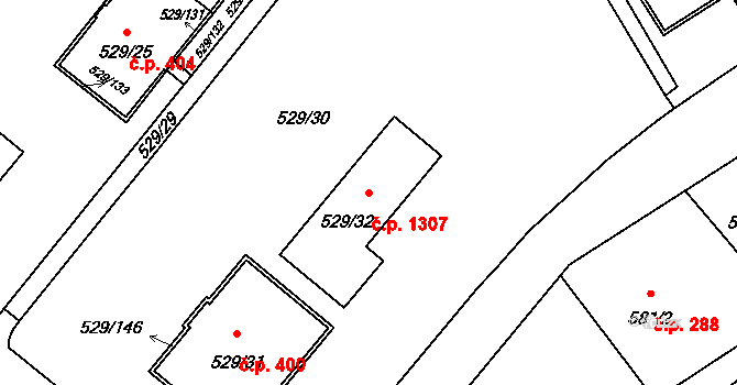 Ráj 1307, Karviná na parcele st. 529/32 v KÚ Ráj, Katastrální mapa