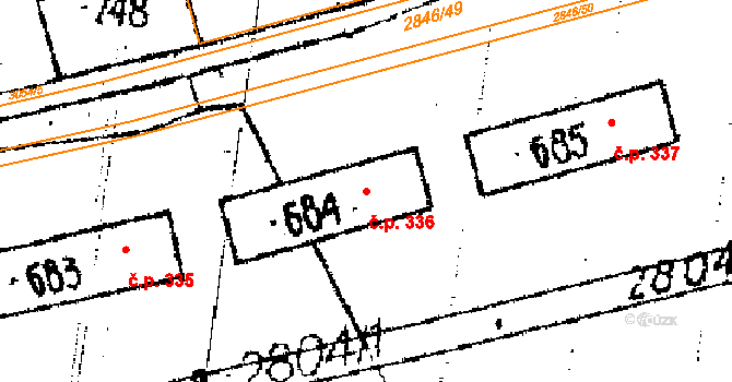 Janov 336 na parcele st. 684 v KÚ Janov u Litomyšle, Katastrální mapa