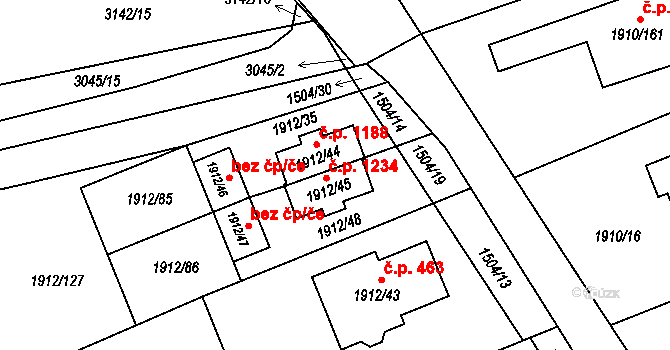 Třeboň II 1234, Třeboň na parcele st. 1912/45 v KÚ Třeboň, Katastrální mapa