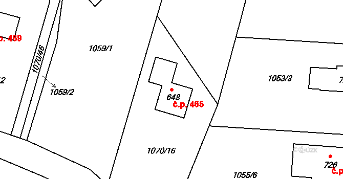 Dražejov 465, Strakonice na parcele st. 648 v KÚ Dražejov u Strakonic, Katastrální mapa