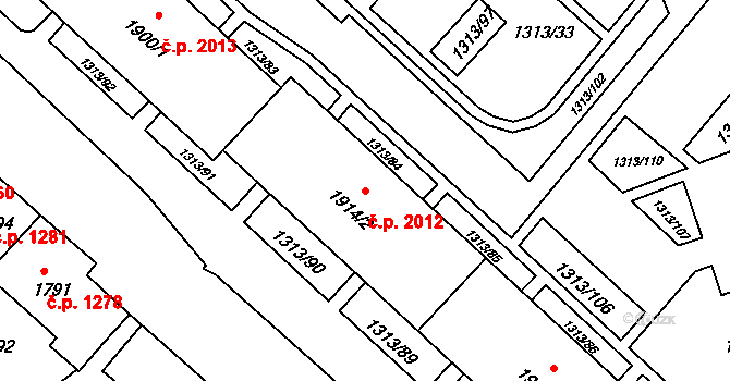 Předměstí 2012, Litoměřice na parcele st. 1914/2 v KÚ Litoměřice, Katastrální mapa