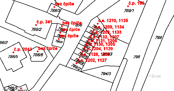 Děčín IV-Podmokly 1131,1206, Děčín na parcele st. 789/7 v KÚ Podmokly, Katastrální mapa