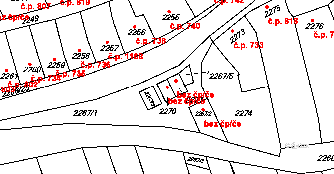 Slavíkovice 219, Rousínov na parcele st. 2270 v KÚ Rousínov u Vyškova, Katastrální mapa