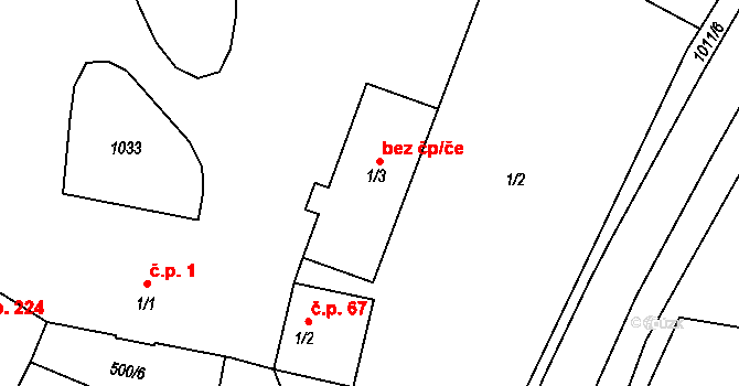 Chotětov 39279642 na parcele st. 1/3 v KÚ Chotětov, Katastrální mapa