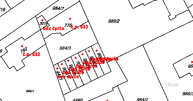 Rožnov pod Radhoštěm 39563642 na parcele st. 900/2 v KÚ Rožnov pod Radhoštěm, Katastrální mapa