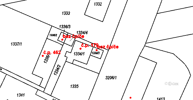 Příbor 42681642 na parcele st. 1334/3 v KÚ Příbor, Katastrální mapa