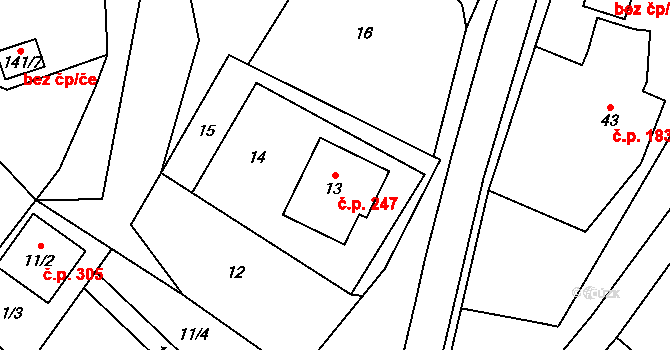 Vávrovice 247, Opava na parcele st. 13 v KÚ Držkovice, Katastrální mapa