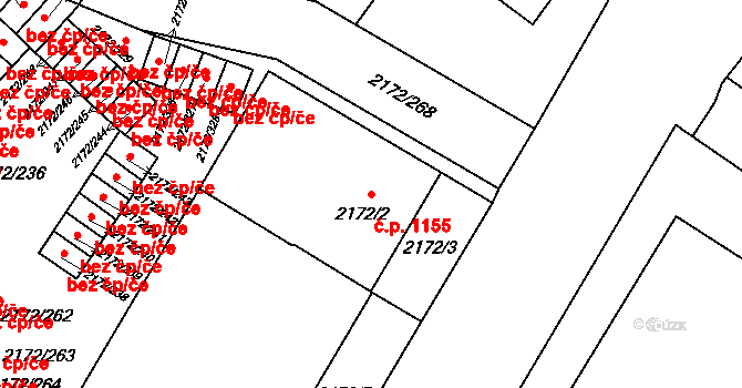 Předměstí 1155, Opava na parcele st. 2172/2 v KÚ Opava-Předměstí, Katastrální mapa