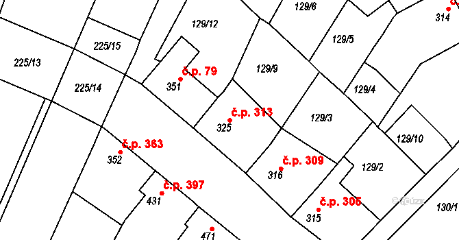 Zlechov 313 na parcele st. 325 v KÚ Zlechov, Katastrální mapa