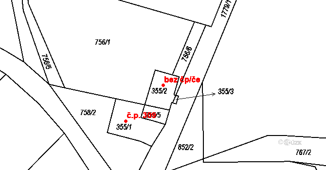 Skalná 49115642 na parcele st. 355/2 v KÚ Skalná, Katastrální mapa