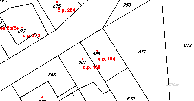 Josefov 164, Jaroměř na parcele st. 669/1 v KÚ Josefov u Jaroměře, Katastrální mapa
