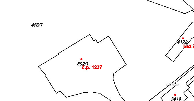 Náchod 1237 na parcele st. 592/1 v KÚ Náchod, Katastrální mapa
