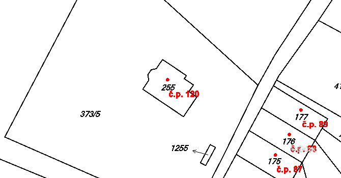 Lestkov 120, Radostná pod Kozákovem na parcele st. 255 v KÚ Lestkov pod Kozákovem, Katastrální mapa