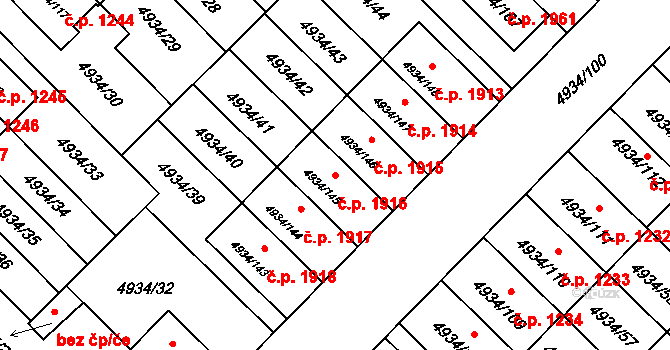 Zábřeh 1916 na parcele st. 4934/145 v KÚ Zábřeh na Moravě, Katastrální mapa