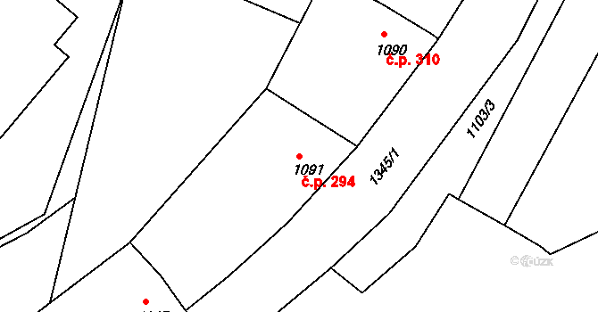 Plešivec 294, Český Krumlov na parcele st. 1091 v KÚ Český Krumlov, Katastrální mapa