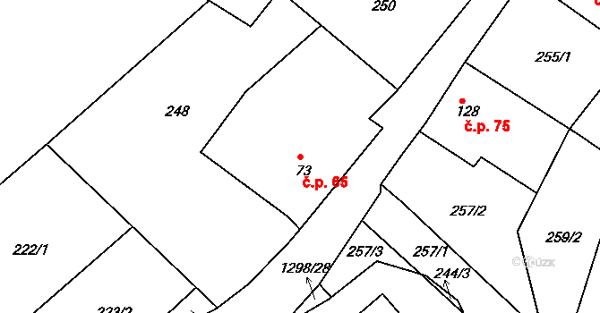 Lípa nad Orlicí 65 na parcele st. 73 v KÚ Lípa nad Orlicí, Katastrální mapa