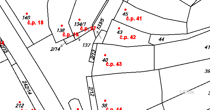 Bohumilice 43, Klobouky u Brna na parcele st. 40 v KÚ Bohumilice, Katastrální mapa