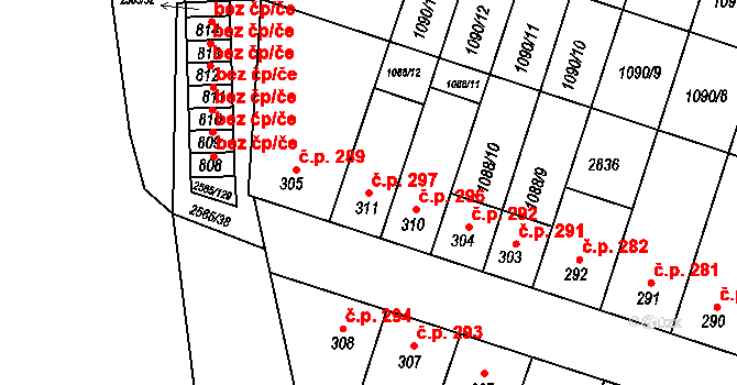 Vranovice 297 na parcele st. 311 v KÚ Vranovice nad Svratkou, Katastrální mapa