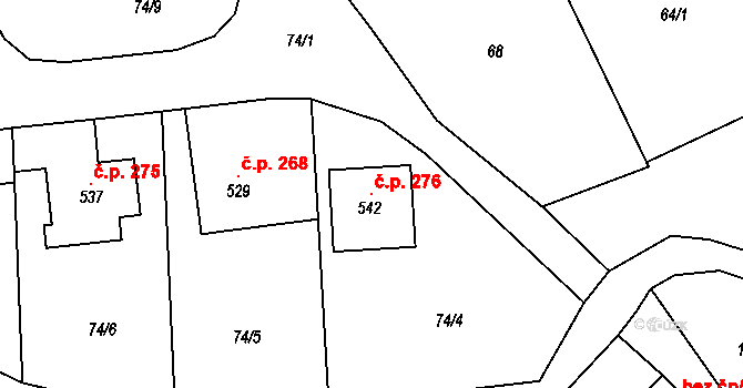 Markvartice 276, Jablonné v Podještědí na parcele st. 542 v KÚ Markvartice v Podještědí, Katastrální mapa