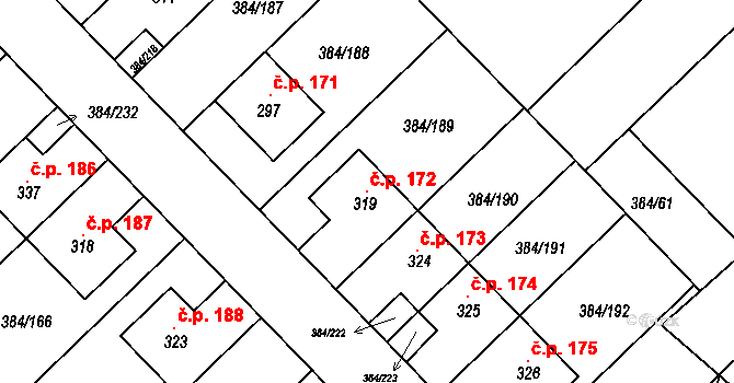 Staré Nechanice 172, Nechanice na parcele st. 319 v KÚ Staré Nechanice, Katastrální mapa