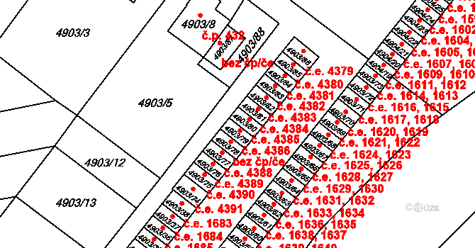 Jihlava 4385 na parcele st. 4903/80 v KÚ Jihlava, Katastrální mapa