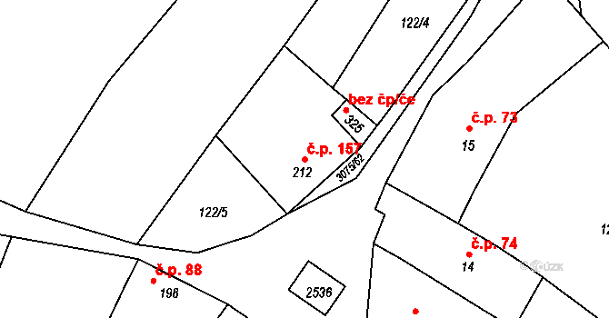 Věteřov 157 na parcele st. 212 v KÚ Věteřov, Katastrální mapa