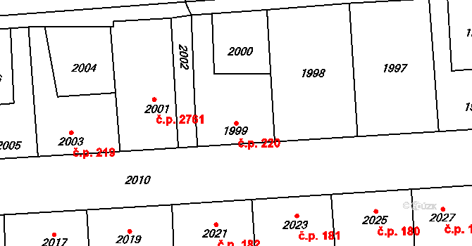 Kročehlavy 220, Kladno na parcele st. 1999 v KÚ Kročehlavy, Katastrální mapa
