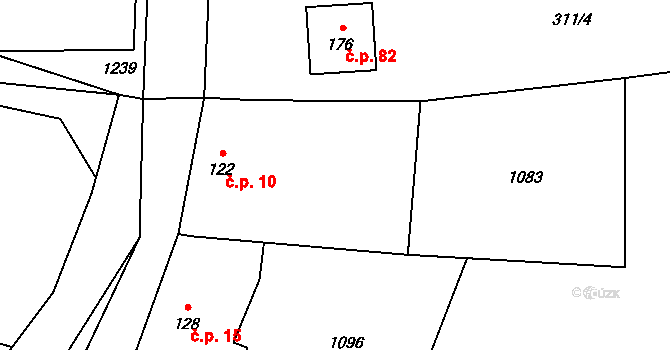 Karasova Lhota 10, Heřmaničky na parcele st. 122 v KÚ Heřmaničky, Katastrální mapa