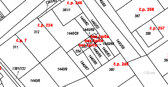 Kněžpole 145913643 na parcele st. 553 v KÚ Kněžpole u Uherského Hradiště, Katastrální mapa