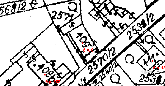 Mikulovice 8 na parcele st. 409 v KÚ Mikulovice u Jeseníka, Katastrální mapa