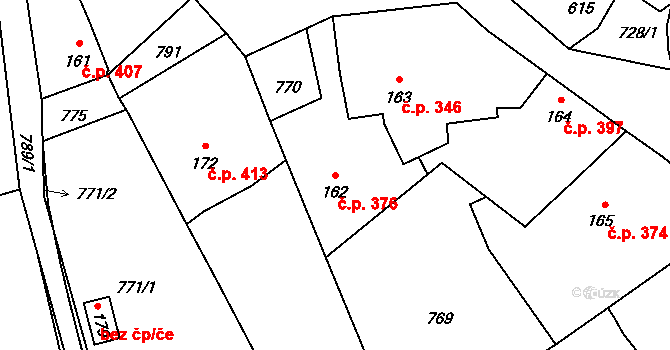 Polánky nad Dědinou 376, Třebechovice pod Orebem na parcele st. 162 v KÚ Polánky nad Dědinou, Katastrální mapa