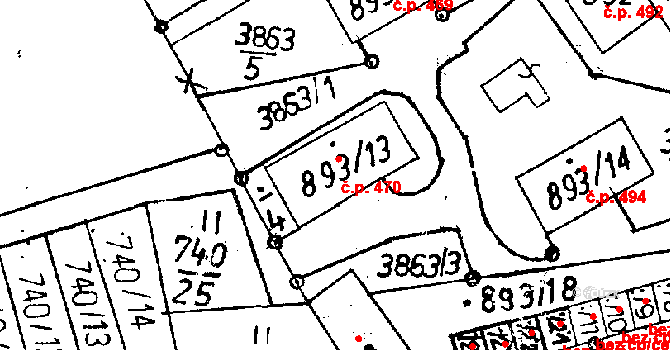 Cvikov II 470, Cvikov na parcele st. 893/13 v KÚ Cvikov, Katastrální mapa