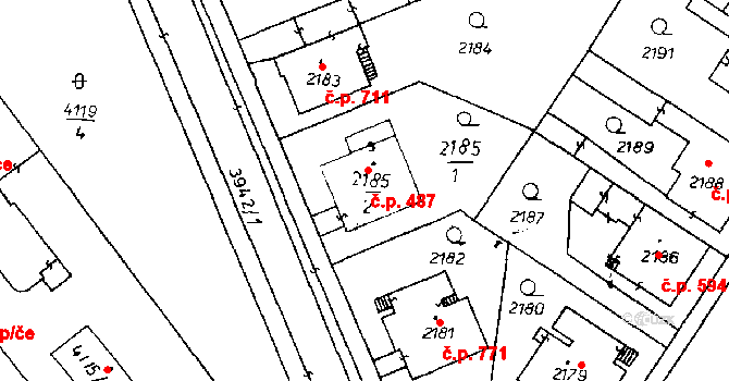 Poděbrady III 487, Poděbrady na parcele st. 2185/2 v KÚ Poděbrady, Katastrální mapa