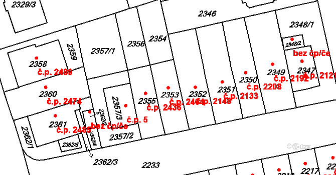 Královo Pole 2464, Brno na parcele st. 2353 v KÚ Královo Pole, Katastrální mapa