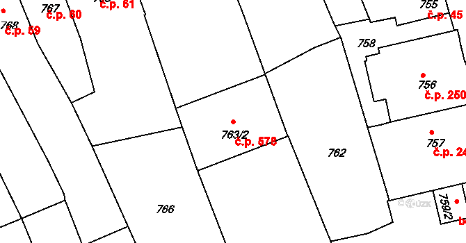 Volyně 578 na parcele st. 763/2 v KÚ Volyně, Katastrální mapa