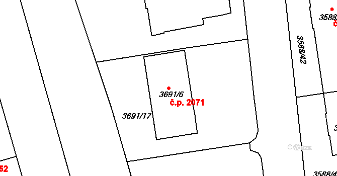 Frýdek 2071, Frýdek-Místek na parcele st. 3691/6 v KÚ Frýdek, Katastrální mapa