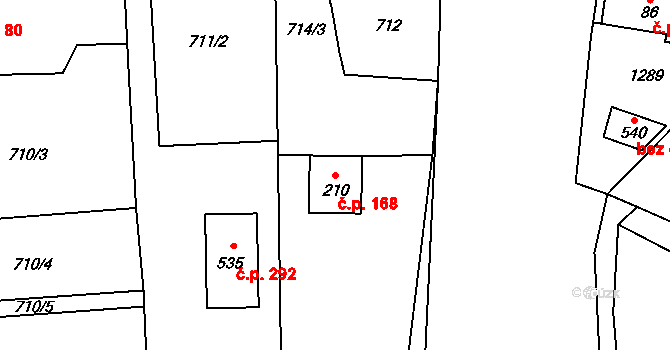 Luby 168, Klatovy na parcele st. 210 v KÚ Luby, Katastrální mapa