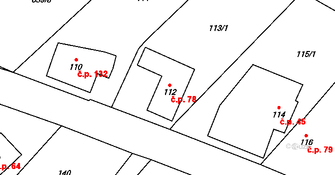 Klikov 78, Suchdol nad Lužnicí na parcele st. 112 v KÚ Klikov, Katastrální mapa