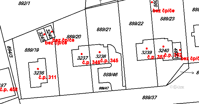 Kryblice 345, Trutnov na parcele st. 3238 v KÚ Trutnov, Katastrální mapa