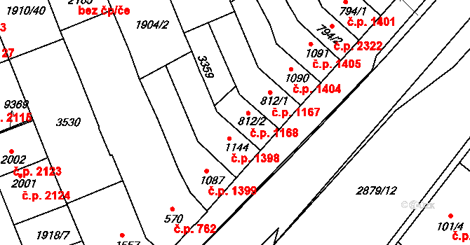 Hodonín 1168 na parcele st. 812/2 v KÚ Hodonín, Katastrální mapa
